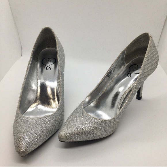 143 Girl Silver Sparkle Owanda Heels Size 6 - Picture 1 of 8